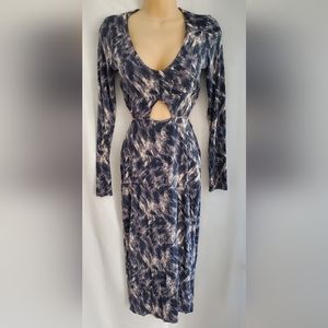 Women Rachel Pally Print Long Sleeve Front and Back Cut Out Stretch Dress Size S